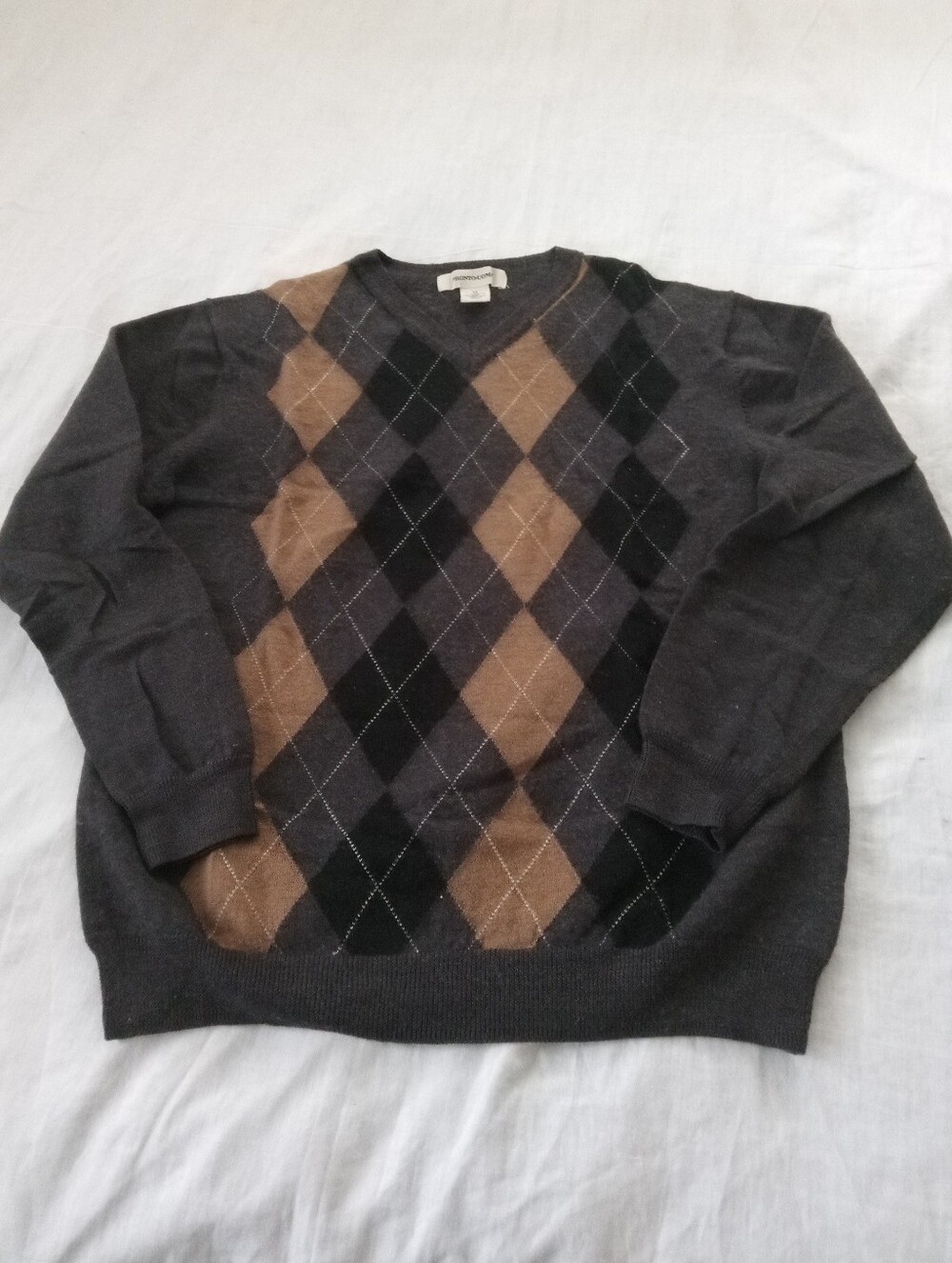 Pronto Uomo Men's Brown Argyle Wool Blend Sweater Size M